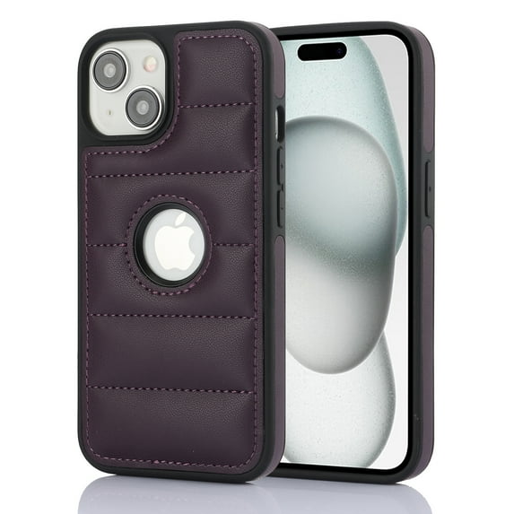 ELEHOLD for iPhone 14 Leather Case Luxury Premium PU Leather Logo Cutout View Full Coverage Slim Lightweight Non-Slip Shockproof Protective Case for iPhone 14,purple