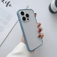 thumbnail image 1 of ELEHOLD for iPhone 14 Metal Bumper Case, Frosting Matte Metal Frame Case Soft TPU Inner Support Wireless Charging Non-Slip Slim Case for iPhone 14, Lightblue, 1 of 9