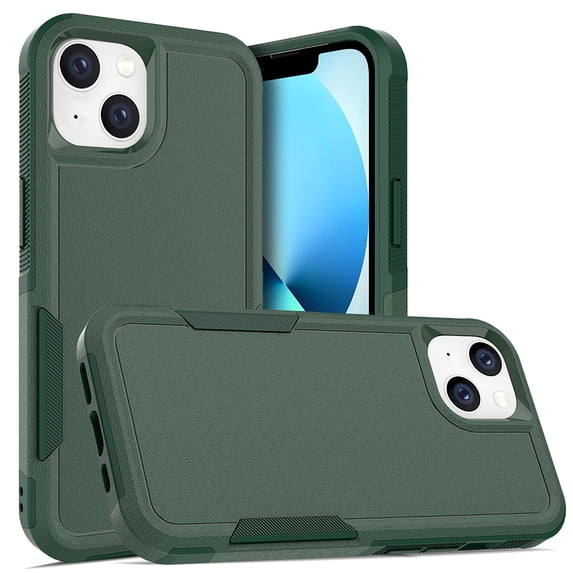 ELEHOLD for iPhone 14 Plus 6.7 inch Case, Armor Rugged Hard PC Soft TPU Hybrid Anti-Drop Camera Lens Protection Shockproof Glossy Non-Slip Slim Fit Case for iPhone 14 Plus,Darkgreen