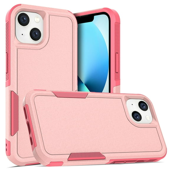 ELEHOLD for iPhone 14 Plus 6.7 inch Case, Armor Rugged Hard PC Soft TPU Hybrid Anti-Drop Camera Lens Protection Shockproof Glossy Non-Slip Slim Fit Case for iPhone 14 Plus,Pink
