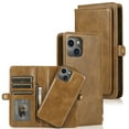 thumbnail image 1 of ELEHOLD for iPhone 14 Plus 6.7 inch Luxury Multi-Functional Wallet Case Card Slots Dual-Use Detachable Phone Case Magnetic Function Lanyard Shockproof Wallet Case for iPhone 14 Plus,Brown, 1 of 7