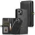 thumbnail image 1 of ELEHOLD for iPhone 14 Plus 6.7 inch Luxury Multi-Functional Wallet Case Card Slots Dual-Use Detachable Phone Case Magnetic Function Lanyard Shockproof Wallet Case for iPhone 14 Plus,Black, 1 of 7