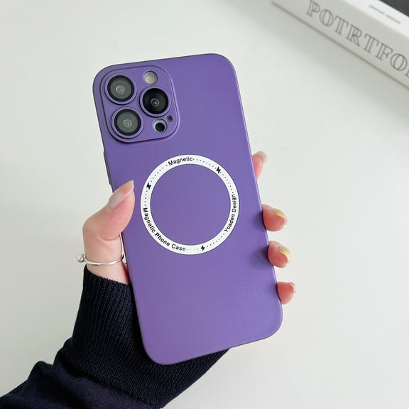 ELEHOLD for iPhone 14 Plus 6.7 inch Slim Case, Built-in Magnetic Ring Compatible with MagSafe Support Wireless Charging Lens Protective Film Screen Protection Anti-Scratch Shockproof Case,Purple