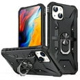 thumbnail image 1 of ELEHOLD for iPhone 14 Plus Armor Case, Military Grade Hard PC Magnetic Built-in Car Mount 360° Rotatable Metal Ring Holder Kickstand Shockproof Multi-Functional Rugged Case, Black, 1 of 8