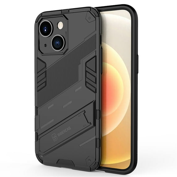 ELEHOLD for iPhone 14 Plus Armor Rugged Case with Hidden Kickstand PC Back + TPU Bumper Anti-Fall Drop Resistant Shockproof Lightweight Hybird Case for iPhone 14 Plus 6.7 inch, Black