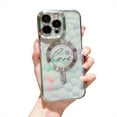 thumbnail image 1 of ELEHOLD for iPhone 14 Plus Case Plating Clear Case with Glitter Design Camera Lens Protetive Film Laser Paper Compatible with MagSafe Charging Shockproof Slim Case,silver, 1 of 6