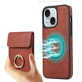 thumbnail image 1 of ELEHOLD for iPhone 14 Plus Case Synthetic Leather 2-in-1 Phone Case with Magnetic Detachable Card Holder Ring Holder Stand Drop Protection Shockproof Wallet Case,winered, 1 of 8