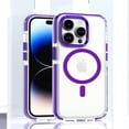 thumbnail image 1 of ELEHOLD for iPhone 14 Plus Clear Case Hybrid PC Back Transparent Anti-Yellowing Clear Support Wireless Charging Magnetic MagSafe Slim Shockproof Protective Case,purple, 1 of 7