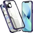 thumbnail image 1 of ELEHOLD for iPhone 14 Plus Clear Case with Strong Magnetic Support Wireless Charging, Clear Back Plating Frame All-Inclusive Lens Protector Anti-Fingerprint Anti-Scratch Shockproof Case, Purple, 1 of 7