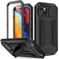 thumbnail image 1 of ELEHOLD for iPhone 14 Plus Heavy Duty Case, Metal Frame Triple-Layer Armor Military Grade Shockproof Kickstand Screen Protector Camera Lens Sliding Anti-Scratch Rugged Case,Black, 1 of 7