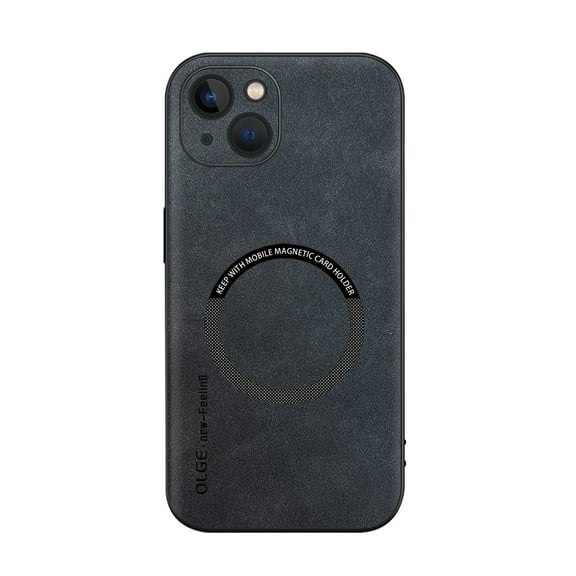 ELEHOLD For iPhone 14 Plus Luxury Leather Magnetic Shockproof Case Slim Drop Protection Cover, Lens & Screen Protection, Compatible with Magsafe, Skin-Friendly, Black