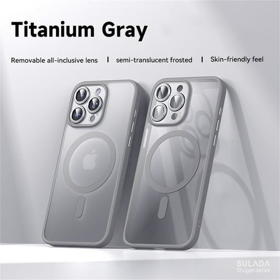 ELEHOLD for iPhone 14 Plus Translucent Matte Case Removable All-inclusive Lens Protection Slim Lightweight Magnetic Compatible with MagSafe Shockproof Case for iPhone 14 Plus,grey