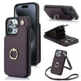 thumbnail image 1 of ELEHOLD for iPhone 14 Plus Wallet Crossbody Case with Organ Card Slots Metal Finger Ring Holder Kickstand Crossbody Shoulder Strap Shockproof Purse Cover for Women Girls,purple, 1 of 8