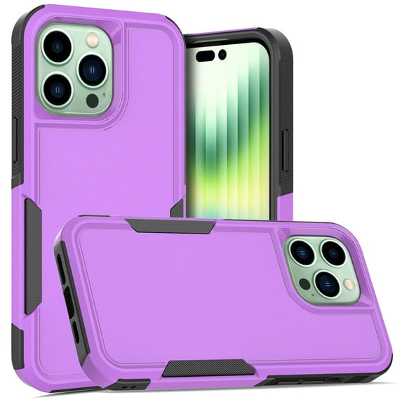 ELEHOLD for iPhone 14 Pro 6.1 inch Case, Armor Rugged Hard PC Soft TPU Hybrid Anti-Drop Camera Lens Protection Shockproof Glossy Non-Slip Slim Fit Case for iPhone 14 Pro,Purple