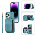 thumbnail image 1 of ELEHOLD for iPhone 14 Pro 6.1 inch Luxury Zipper Wallet Case with Card Slots Zipper Pocket Kickstand Function Wriststrap Crossbody Shoulder Strap Shockproof Purse Case,Green, 1 of 7