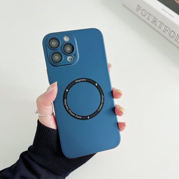 ELEHOLD for iPhone 14 Pro 6.1 inch Slim Case, Built-in Magnetic Ring Compatible with MagSafe Support Wireless Charging Lens Protective Film Screen Protection Anti-Scratch Shockproof Case,Darkblue