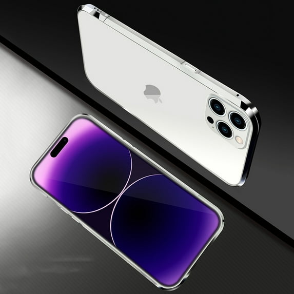 ELEHOLD for iPhone 14 Pro Aluminum Frame Metal Bumper Slim Hard Case, Metal Frame Armor Bumper Raised Edge Protection Anti-Drop No-Back Case for iPhone 14 Pro 6.1 inch 2022, Silver