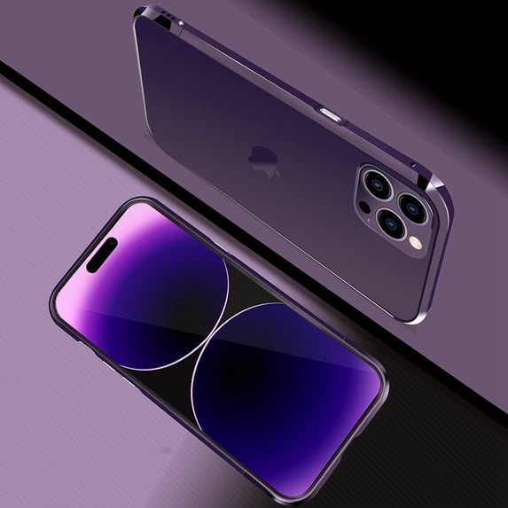 ELEHOLD for iPhone 14 Pro Aluminum Frame Metal Bumper Slim Hard Case, Metal Frame Armor Bumper Raised Edge Protection Anti-Drop No-Back Case for iPhone 14 Pro 6.1 inch 2022, Purple