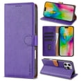 thumbnail image 1 of ELEHOLD for iPhone 14 Pro Case,Business Premium Folio PU Leather Magnetic Closure Card Holder Kickstand Shockproof Protective Wallet Case for iPhone 14 Pro,Purple, 1 of 5