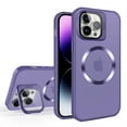 thumbnail image 1 of ELEHOLD for iPhone 14 Pro Case Matte Frosted PC Back with Camera Lens Protective Cover Kickstand Function Independent Button Magnetic Shockproof Case Compatible with MagSafe,purple, 1 of 8