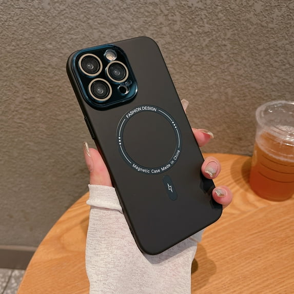 ELEHOLD for iPhone 14 Pro Case Matte Hard PC Back Slim Lightweight with Full Camera Lens Protection Strong Magnetic Compatible with Mag Safe Shockproof Case for iPhone 14 Pro,black