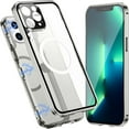 thumbnail image 1 of ELEHOLD for iPhone 14 Pro Clear Case with Strong Magnetic Support Wireless Charging, Clear Back Plating Frame All-Inclusive Lens Protector Anti-Fingerprint Anti-Scratch Shockproof Case, Silver, 1 of 7