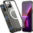 thumbnail image 1 of ELEHOLD for iPhone 14 Pro Clear Case with Strong Magnetic Support Wireless Charging, Clear Back Plating Frame All-Inclusive Lens Protector Anti-Fingerprint Anti-Scratch Shockproof Case, Black, 1 of 7