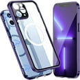 thumbnail image 1 of ELEHOLD for iPhone 14 Pro Clear Case with Strong Magnetic Support Wireless Charging, Clear Back Plating Frame All-Inclusive Lens Protector Anti-Fingerprint Anti-Scratch Shockproof Case, Purple, 1 of 7