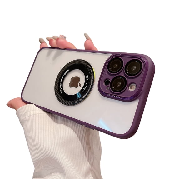 ELEHOLD for iPhone 14 Pro, Compatible with MagSafe Case,Slim Lightweight Anti-Scratch Shockproof Soft TPU Camera Lens Protector Acrylic Transparent Back Cover, darkpurple