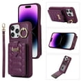 thumbnail image 1 of ELEHOLD for iPhone 14 Pro Crossbody Wallet Case with Card Holder Soft PU Leather Shockproof Protective Cover with Shoulder Strap for Women Girls for iPhone 14 Pro,deeppurple, 1 of 8