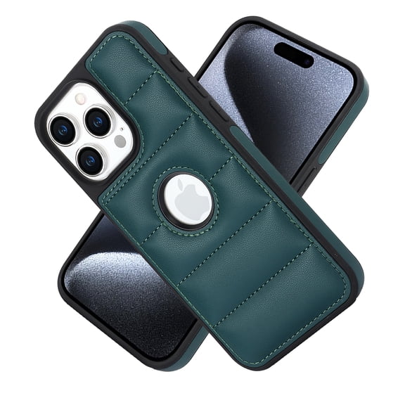 ELEHOLD for iPhone 14 Pro Leather Case Luxury Premium PU Leather Logo Cutout View Full Coverage Slim Lightweight Non-Slip Shockproof Protective Case for iPhone 14 Pro,green