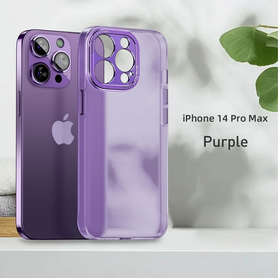 ELEHOLD for iPhone 14 Pro Max 6.7" Lightweight Case, Rugged Clear PC Back Anti-Fingerprint Anti-Scratch Heavy Duty Full Body Protective Case for iPhone 14 Pro Max Women Men, Purple