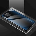 thumbnail image 1 of ELEHOLD for iPhone 14 Pro Max 6.7 inch 2022 Textured Glass Case, 9H Glass+PC Panel+TPU Soft Border Camera Protection Drop Resistant Anti-Scratch Shockproof Case for iPhone 14 Pro Max, Blue, 1 of 7