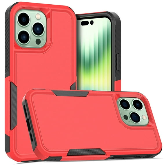 ELEHOLD for iPhone 14 Pro Max 6.7 inch Case, Armor Rugged Hard PC Soft TPU Hybrid Anti-Drop Camera Lens Protection Shockproof Glossy Non-Slip Slim Fit Case for iPhone 14 Pro Max,Red