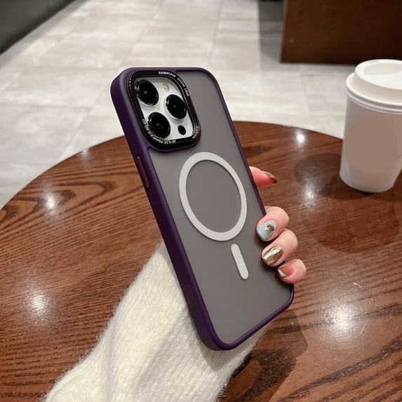 ELEHOLD for iPhone 14 Pro Max 6.7 inch Case, Slim Translucent Matte Back Magnetic Wireless Charging Compatible with MagSafe Drop Protection Shockproof Frosted Case for iPhone 14 Pro Max, Purple