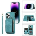 thumbnail image 1 of ELEHOLD for iPhone 14 Pro Max 6.7 inch Luxury Zipper Wallet Case with Card Slots Zipper Pocket Kickstand Function Wriststrap Crossbody Shoulder Strap Shockproof Purse Case,Green, 1 of 8