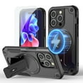 thumbnail image 1 of ELEHOLD for iPhone 14 Pro Max Armor Case,Hybrid Hard PC Silicone Magnetic Rugged Stand Cover Compatible with Mag Safe Accessories Heavy Duty Shockproof Protective with Screen Protector,Black, 1 of 7