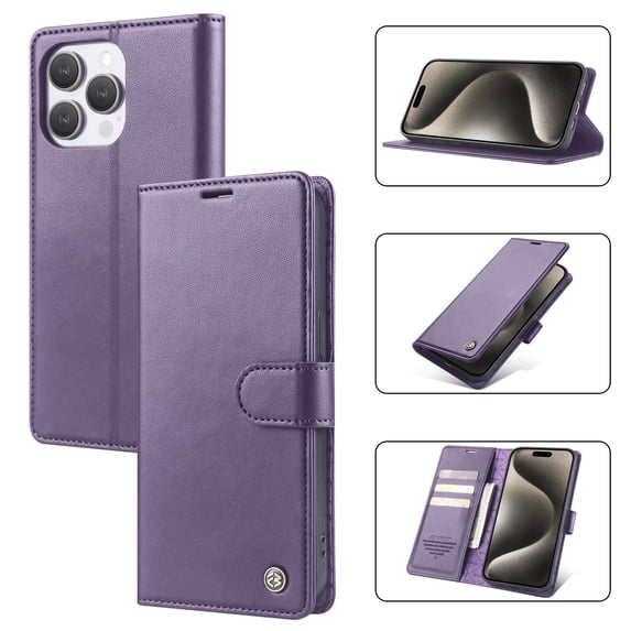 ELEHOLD for iPhone 14 Pro Max Business Wallet Case with RFID Blocking Credit Card Holder PU Leather Flip Kickstand Protective Shockproof Cover Women Men for iPhone 14 Pro Max,Purple