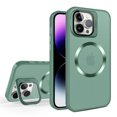 thumbnail image 1 of ELEHOLD for iPhone 14 Pro Max Case Matte Frosted PC Back with Camera Lens Protective Cover Kickstand Function Independent Button Magnetic Shockproof Case Compatible with MagSafe,green, 1 of 8