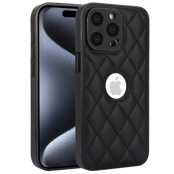ELEHOLD for iPhone 14 Pro Max Case, Soft PU Leather Slim Logo View Classic Luxury Elegant Thin Protective All-Around Shockproof Phone Case for iPhone 14 Pro Max,Black