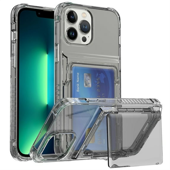 ELEHOLD for iPhone 14 Pro Max Case Translucent Clear Wallet Case with Back Card Holder Anti-Yellowing Slim Fit Lightweight Shockproof Anti-Scratch Protective Case,black