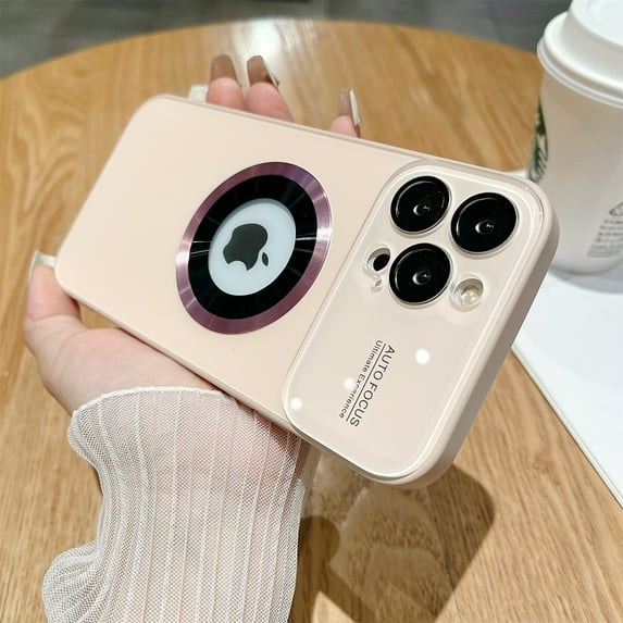 ELEHOLD for iPhone 14 Pro Max, Compatible with MagSafe Case,Acrylic Window Glass Camera Lens Protector,Shookproof Lightweight Anti-fingerprint Slim Matte Cover, pink