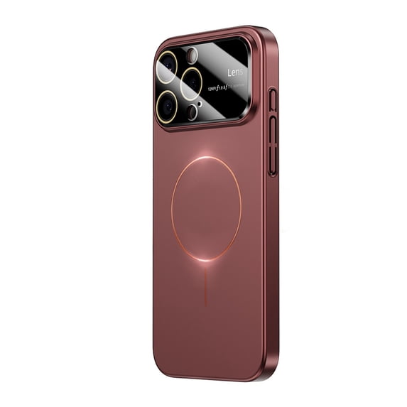 ELEHOLD For iPhone 14 Pro Max Hard PC Shockproof Case Slim Magnetic Rugged Cover, Mag Safe Compatible, Lens All-inclusive Design, with 9HD Lens Protecor, Red