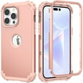 thumbnail image 1 of ELEHOLD for iPhone 14 Pro Max Heavy Duty Rugged Case Logo Cutout View Hard PC Soft Silicone Hybrid Shockproof Scratch-Resistant Slim Case For iPhone 14 Pro Max 6.7 inch,Rosegold, 1 of 9