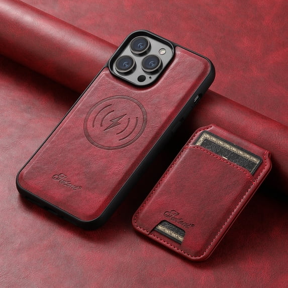 ELEHOLD for iPhone 14 Pro Max Leather Case Premium Leather Material with Magnetic Detachable Card Holder Compatible with MagSafe Charging Shockproof Slim Case for iPhone 14 Pro Max,red