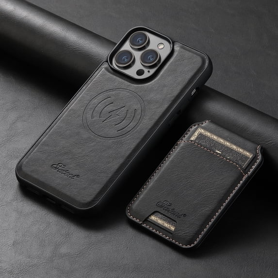 ELEHOLD for iPhone 14 Pro Max Leather Case Premium Leather Material with Magnetic Detachable Card Holder Compatible with MagSafe Charging Shockproof Slim Case for iPhone 14 Pro Max,black