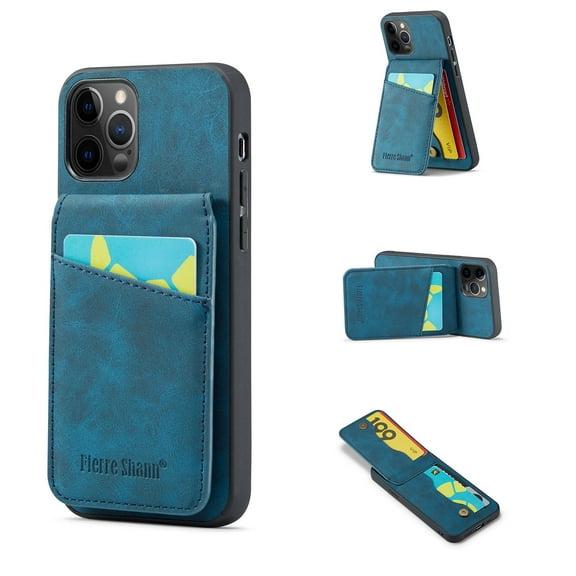 ELEHOLD for iPhone 14 Pro Max Leather Wallet Case with Card Slots Magnetic Button Kickstand Function Full Body Protective Shockproof Cover for iPhone 14 Pro Max 6.7",Blue