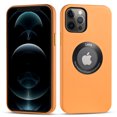 thumbnail image 1 of ELEHOLD for iPhone 14 Pro Max Luxury Slim Leather Case Logo Cutout View Slim Thin Lightweight Wireless Charging Support Shockproof Scratch-Resistant Case 6.7 inch,Yellow, 1 of 8