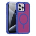 thumbnail image 1 of ELEHOLD for iPhone 14 Pro Max Magnetic Translucent Clear Case with HD Tempered Glass Screen Protector Hybrid PC + TPU Shockproof Bumper Compatible with Mag Safe Drop-Protection Cover,Blue+Rose, 1 of 7