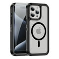 thumbnail image 1 of ELEHOLD for iPhone 14 Pro Max Magnetic Translucent Clear Case with HD Tempered Glass Screen Protector Hybrid PC + TPU Shockproof Bumper Compatible with Mag Safe Drop-Protection Cover,Black+Clear, 1 of 7